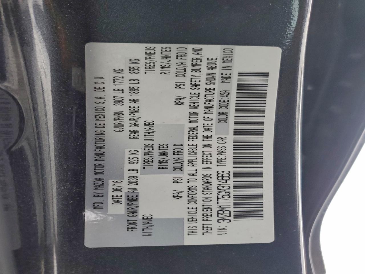 2016 Mazda 3 Sport VIN: 3MZBM1T75GM314663 Lot: 95554795