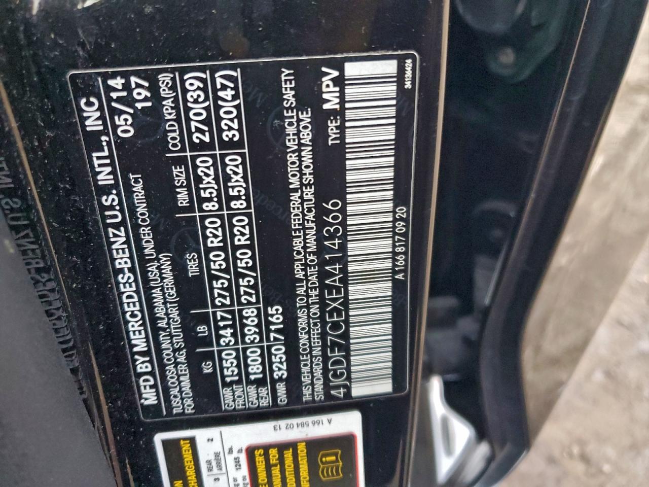 2014 Mercedes-Benz Gl 450 4Matic VIN: 4JGDF7CEXEA414366 Lot: 97633455