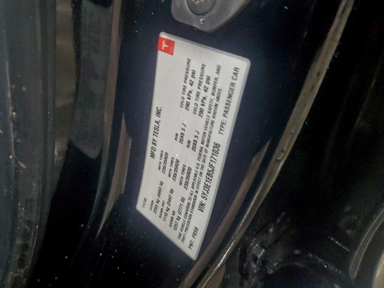 2018 Tesla Model 3 VIN: 5YJ3E1EB5JF171036 Lot: 94428175