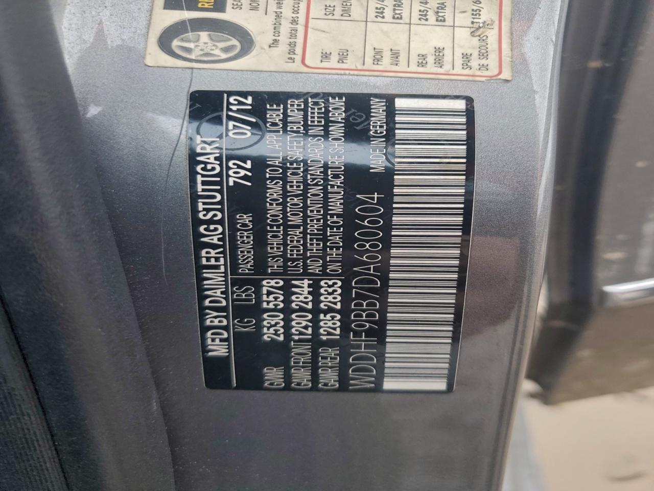 2013 Mercedes-Benz E 550 4Matic VIN: WDDHF9BB7DA680604 Lot: 94809585