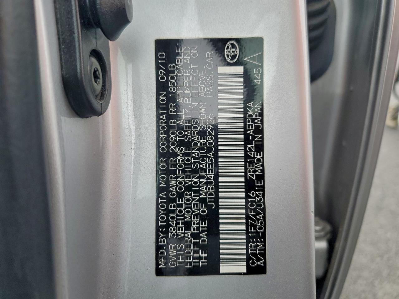 2010 Toyota Corolla Base VIN: JTDBU4EE5AJ082926 Lot: 94351085