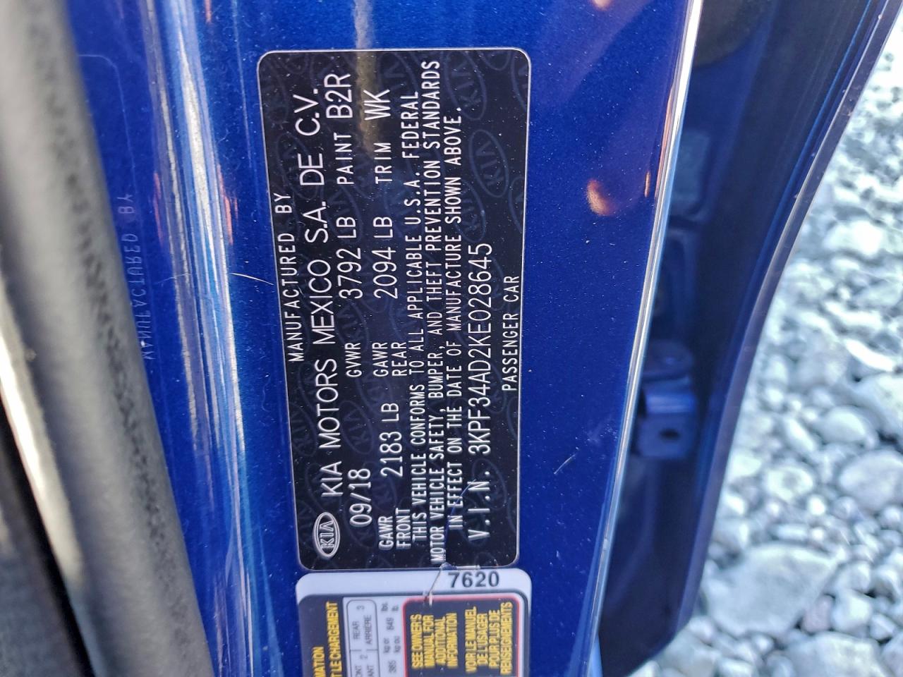 2019 Kia Forte Gt Line VIN: 3KPF34AD2KE028645 Lot: 95218355