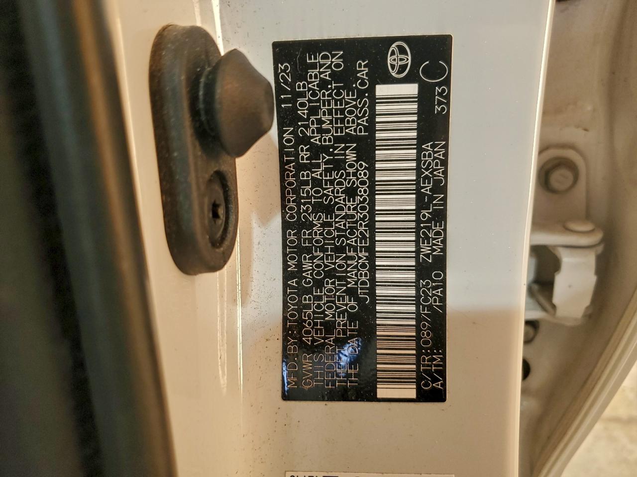 2024 Toyota Corolla Le VIN: JTDBCMFE2R3038089 Lot: 95196175