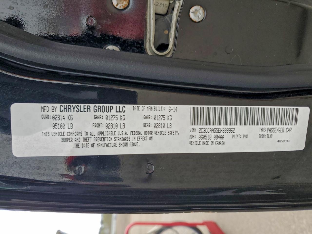 2014 Chrysler 300 VIN: 2C3CCAAG5EH309962 Lot: 95147175