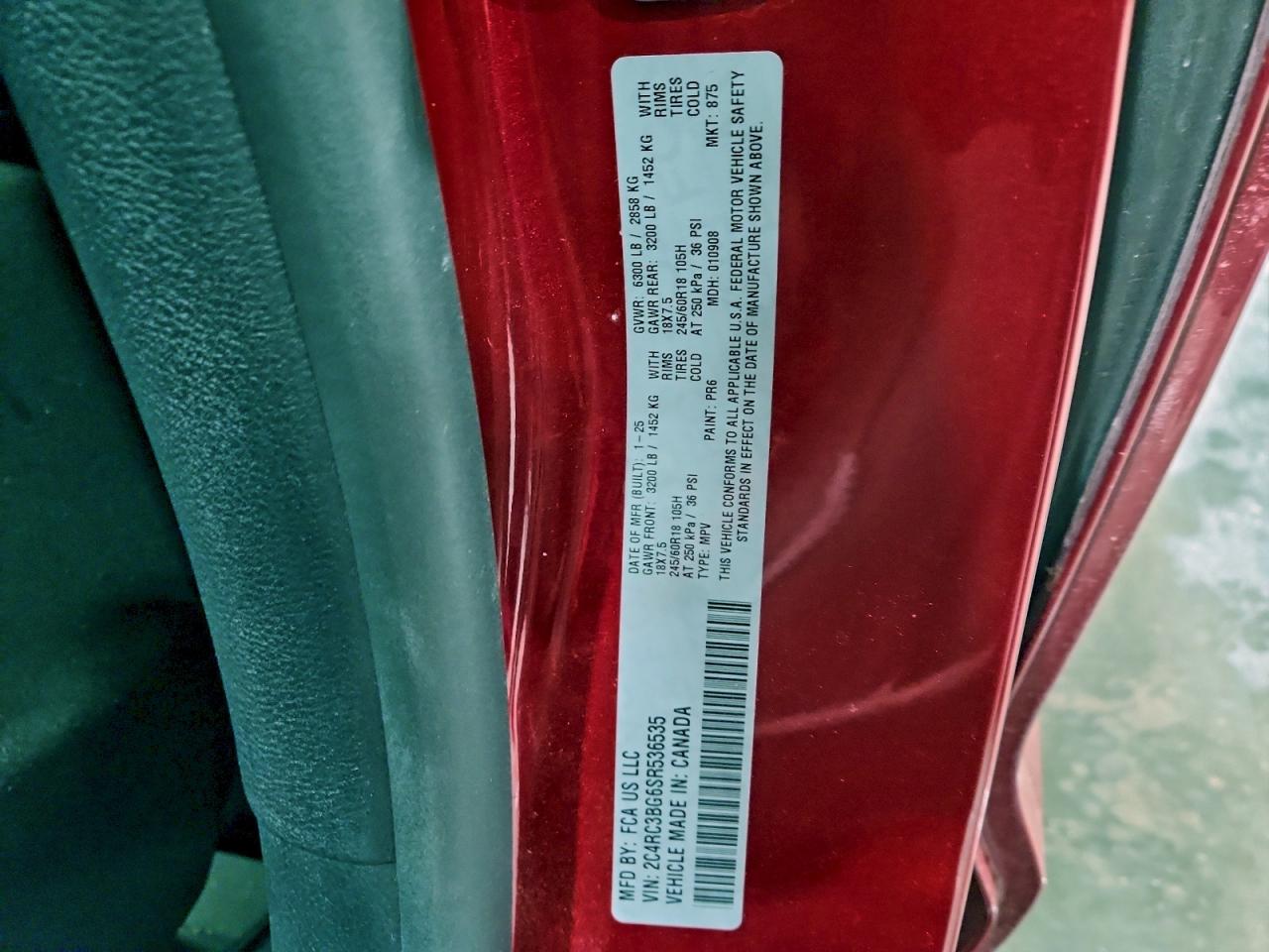 2025 Chrysler Pacifica Select VIN: 2C4RC3BG6SR536535 Lot: 94676305