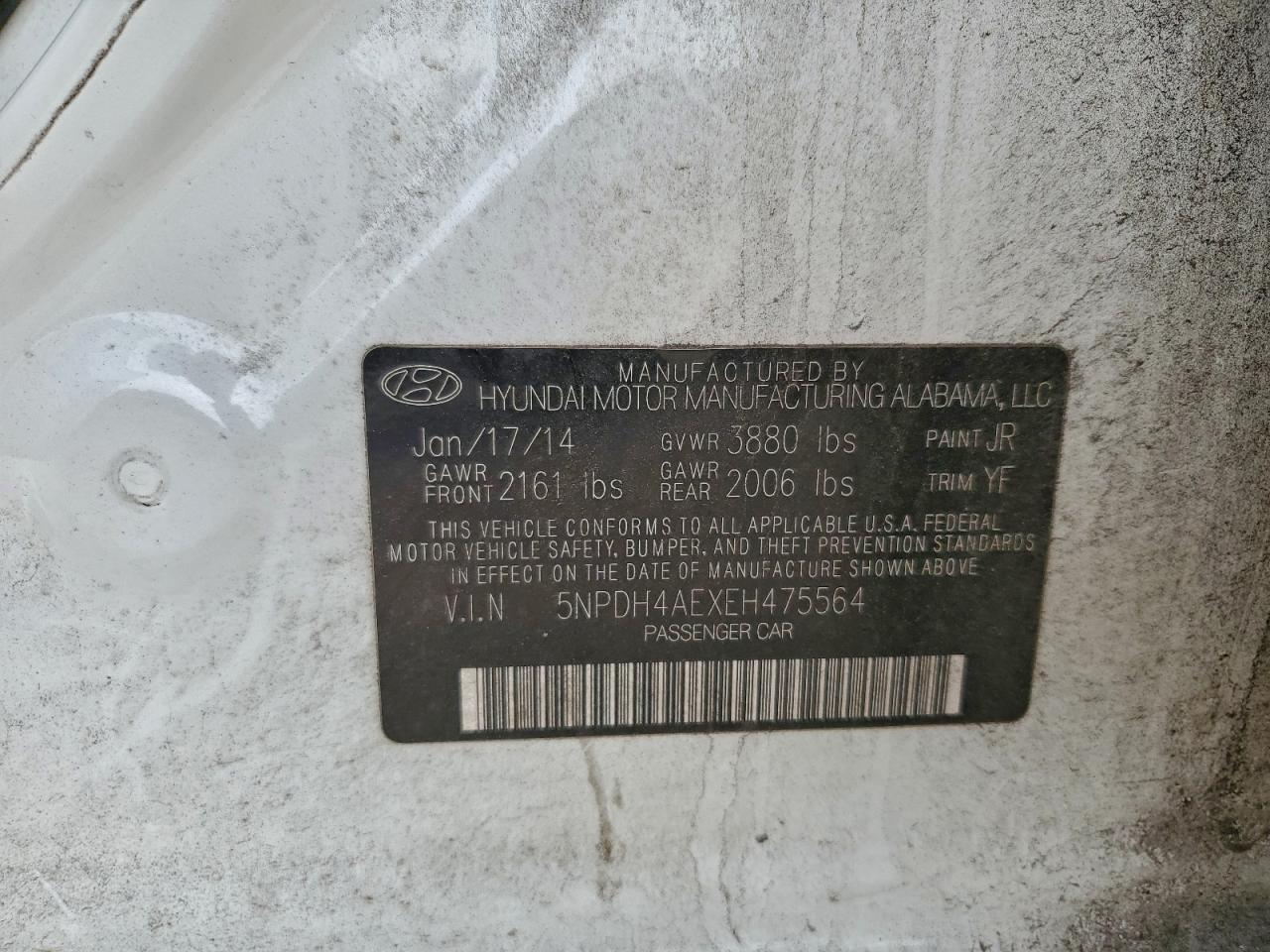 2014 Hyundai Elantra Se VIN: 5NPDH4AEXEH475564 Lot: 97118675