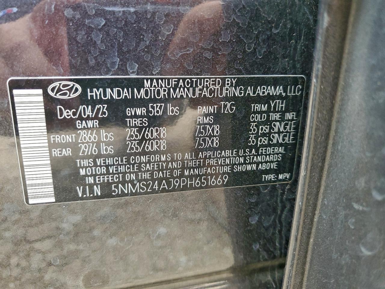 2023 Hyundai Santa Fe Sel VIN: 5NMS24AJ9PH651669 Lot: 93890595