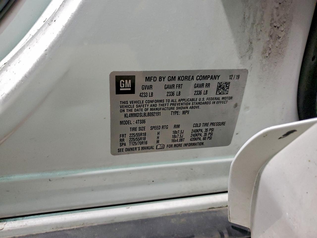 2020 Buick Encore Gx Select VIN: KL4MMDSL8LB092191 Lot: 97021535