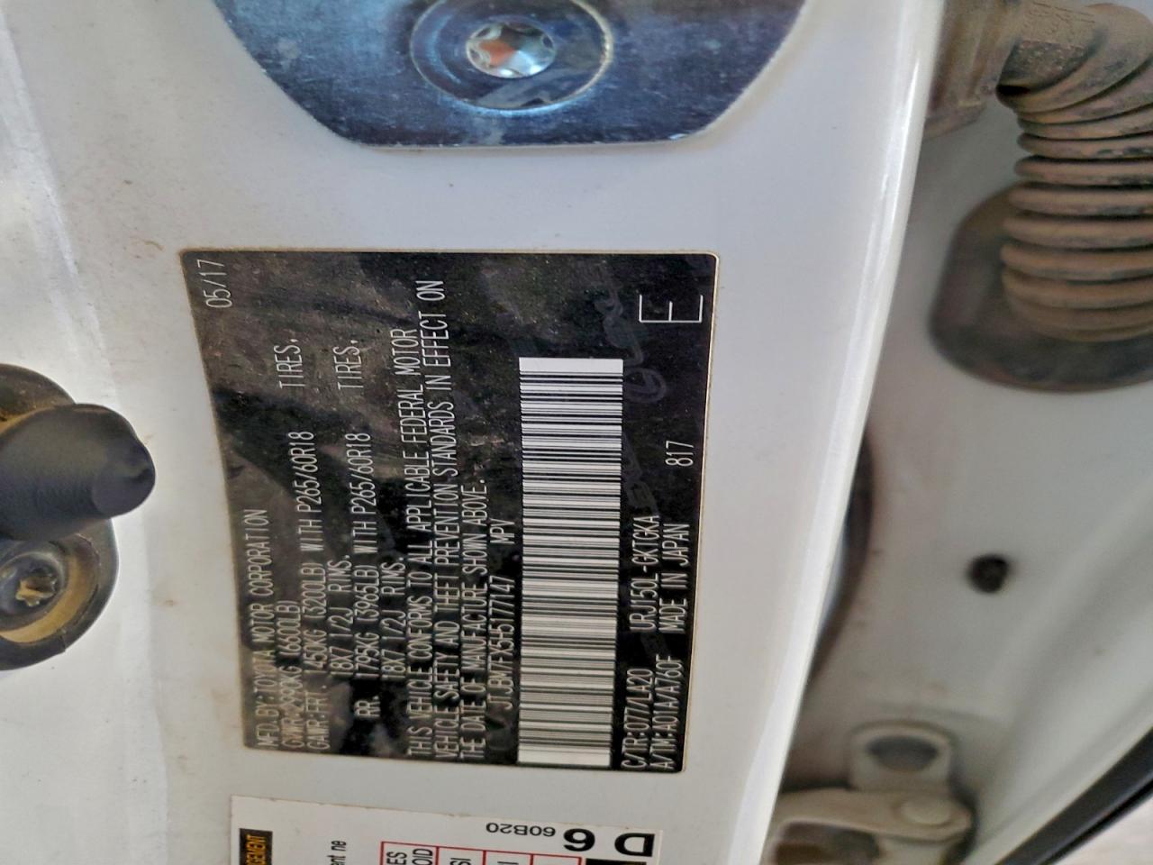 2017 Lexus Gx 460 VIN: JTJBM7FX5H5177147 Lot: 93223725