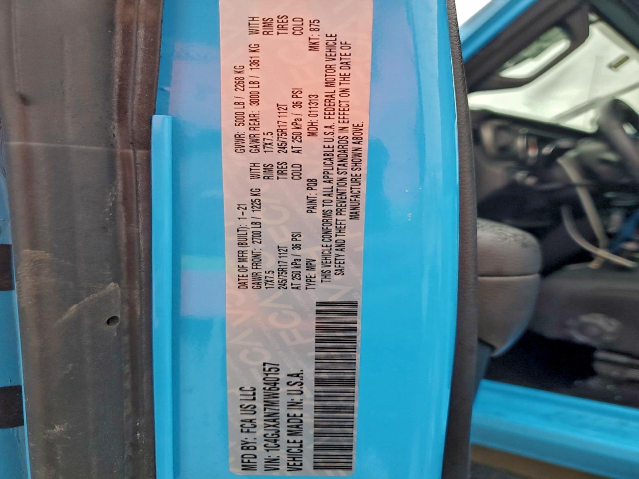 2021 Jeep Wrangler Sport VIN: 1C4GJXAN7MW640157 Lot: 94813195