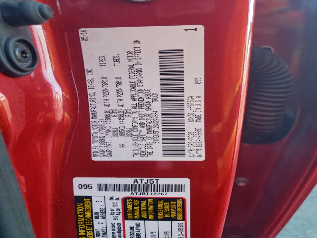 2016 Toyota Tundra Crewmax Sr5 VIN: 5TFEW5F12GX207864 Lot: 94297075