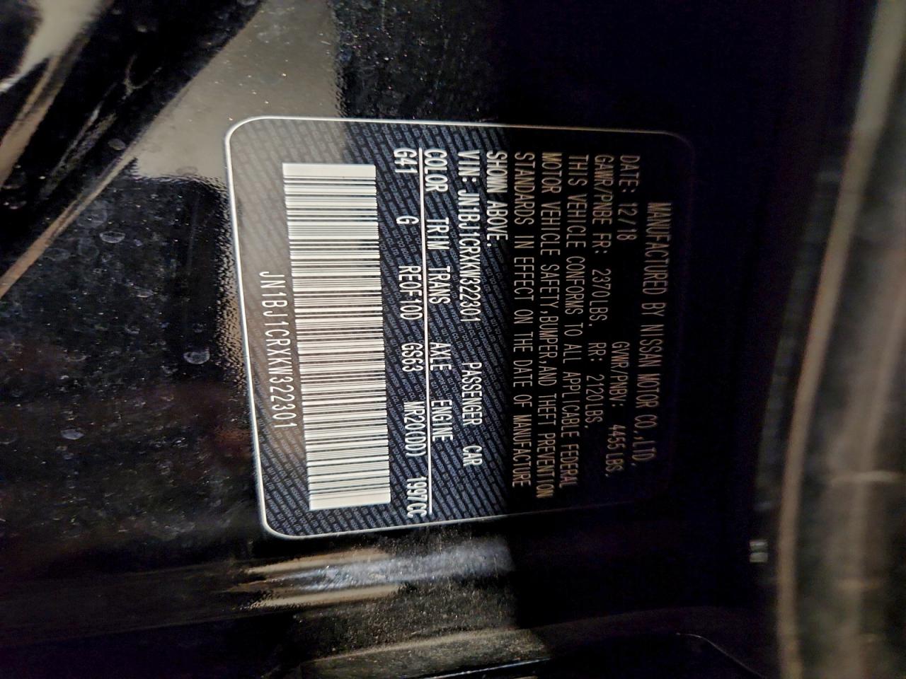 2019 Nissan Rogue Sport S VIN: JN1BJ1CRXKW322301 Lot: 93872445