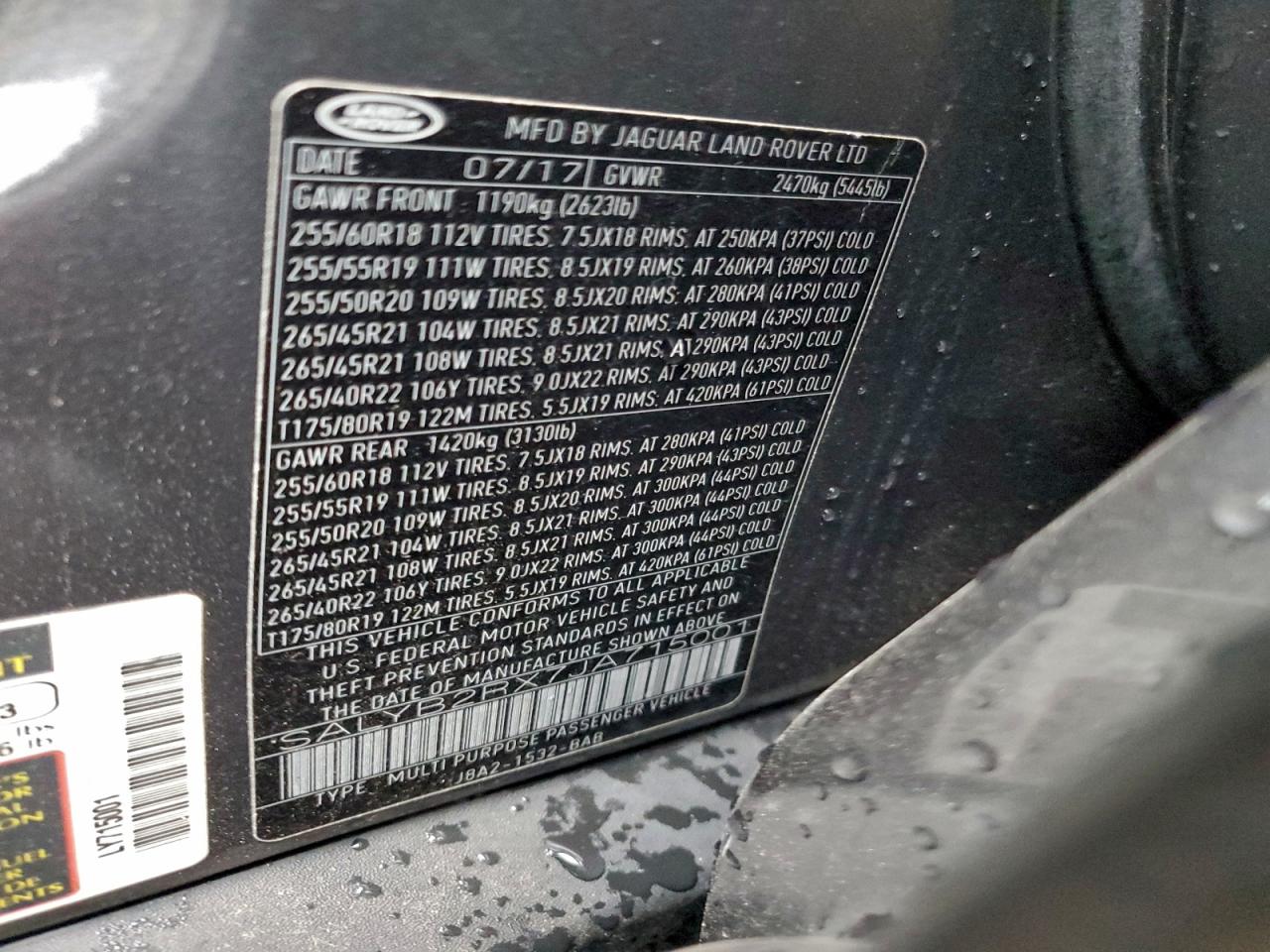 2018 Land Rover Range Rover Velar S VIN: SALYB2RX7JA715001 Lot: 95900315