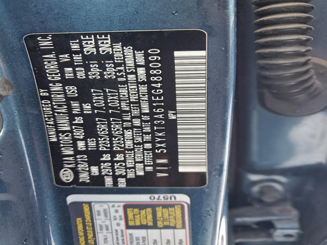 2014 Kia Sorento Lx VIN: 5XYKT3A61EG488090 Lot: 96511835