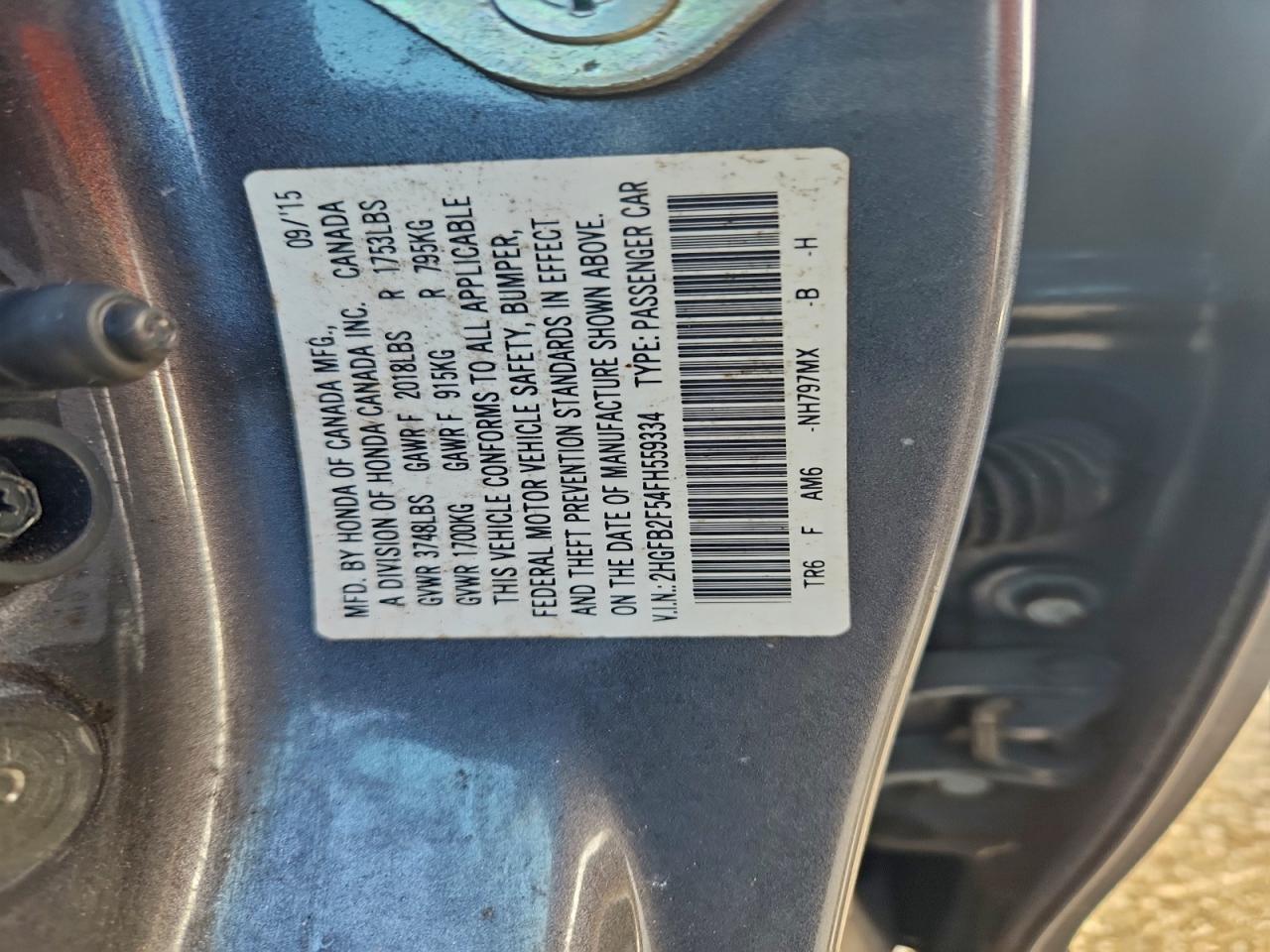 2015 Honda Civic Lx VIN: 2HGFB2F54FH559334 Lot: 97655085