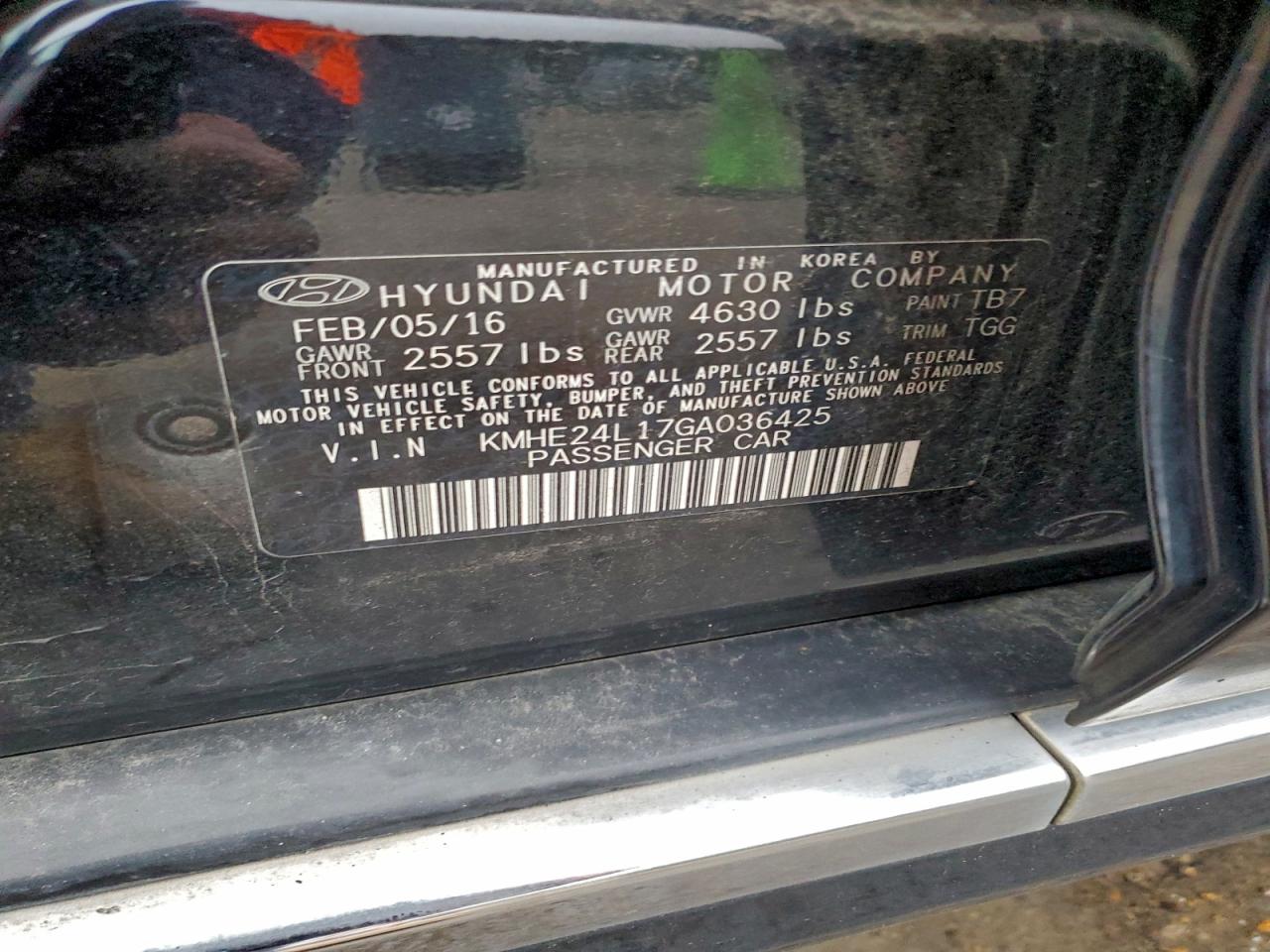 2016 Hyundai Sonata Hybrid VIN: KMHE24L17GA036425 Lot: 94513085