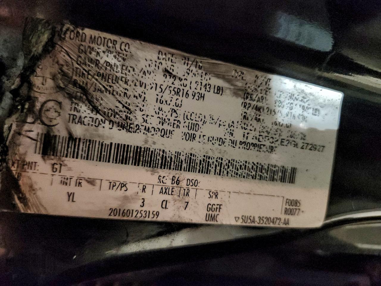 2016 Ford Focus Se VIN: 1FADP3KE2GL272927 Lot: 96841715