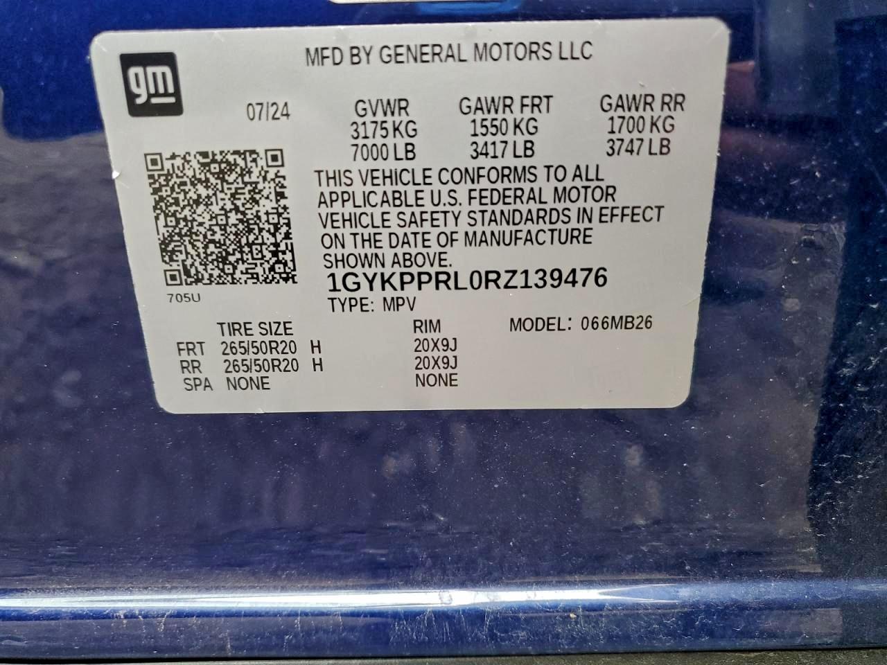 2024 Cadillac Lyriq Luxury VIN: 1GYKPPRL0RZ139476 Lot: 95742725