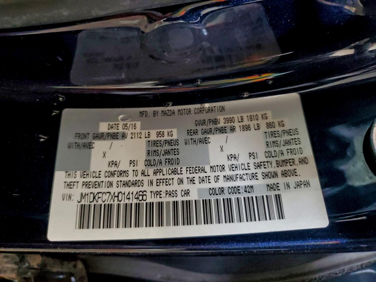 2017 Mazda Cx-3 Touring VIN: JM1DKFC7XH0141466 Lot: 94582655