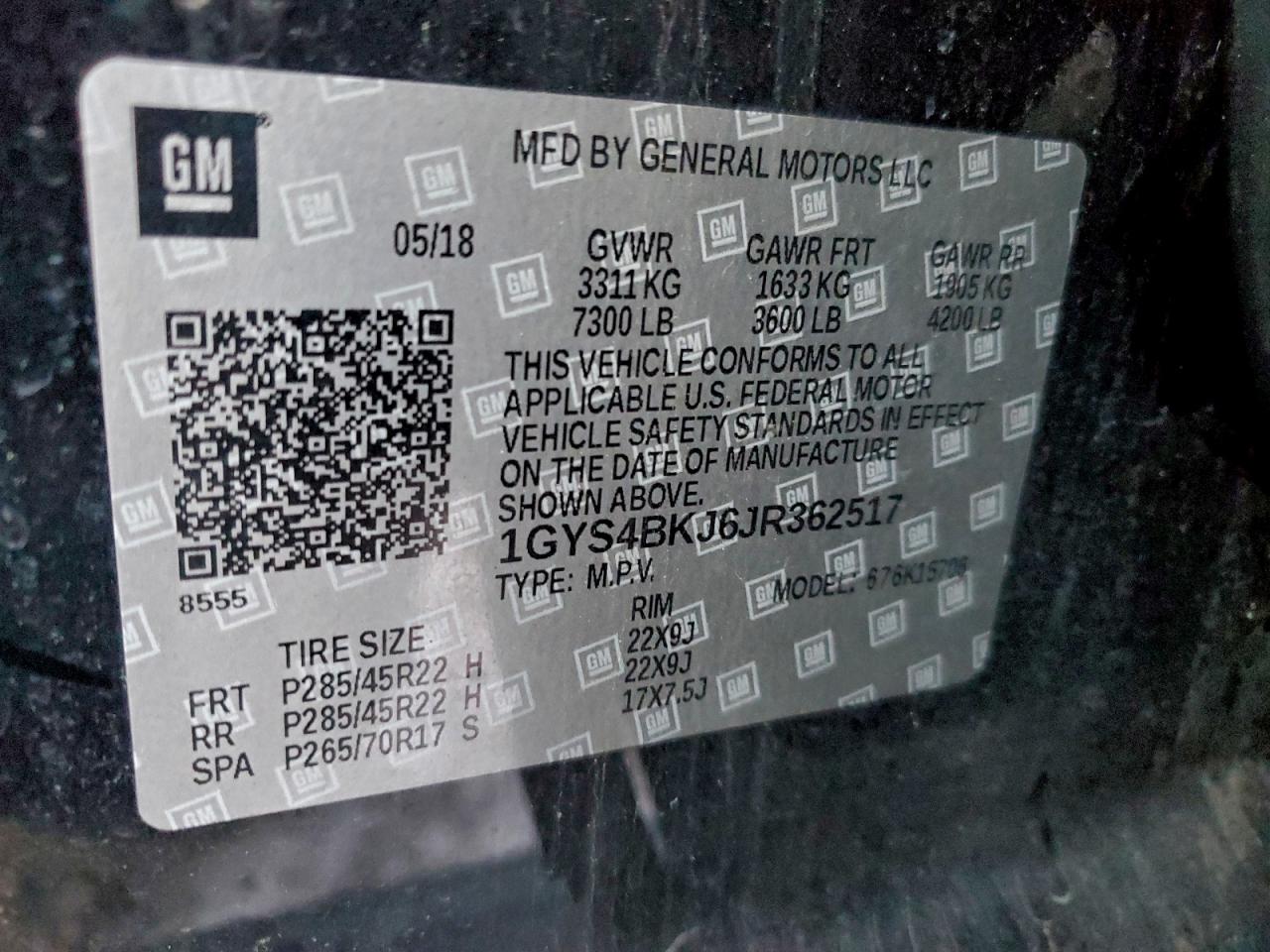 2018 Cadillac Escalade Luxury VIN: 1GYS4BKJ6JR362517 Lot: 95839795