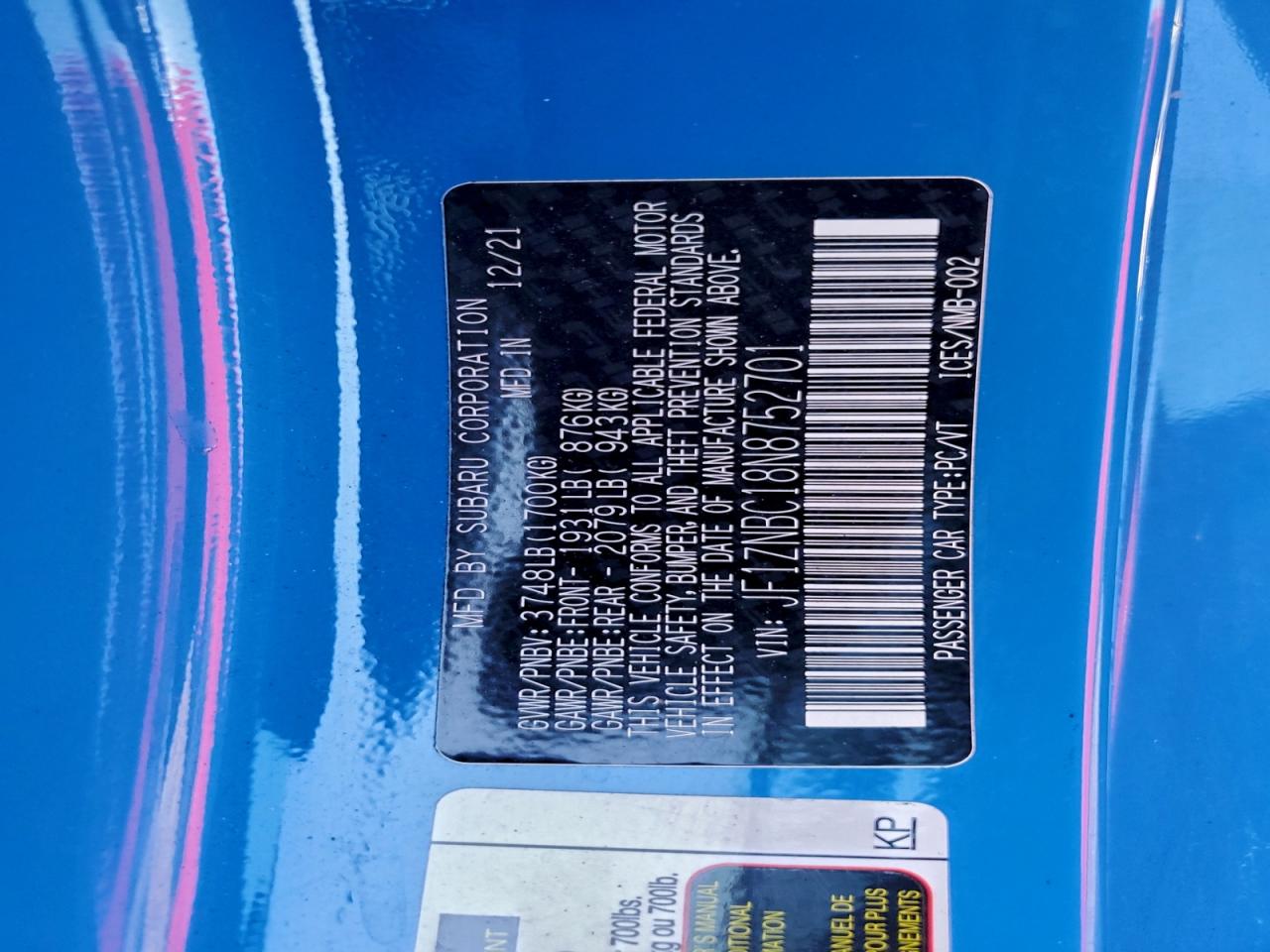 2022 Toyota Gr 86 VIN: JF1ZNBC18N8752701 Lot: 95026035