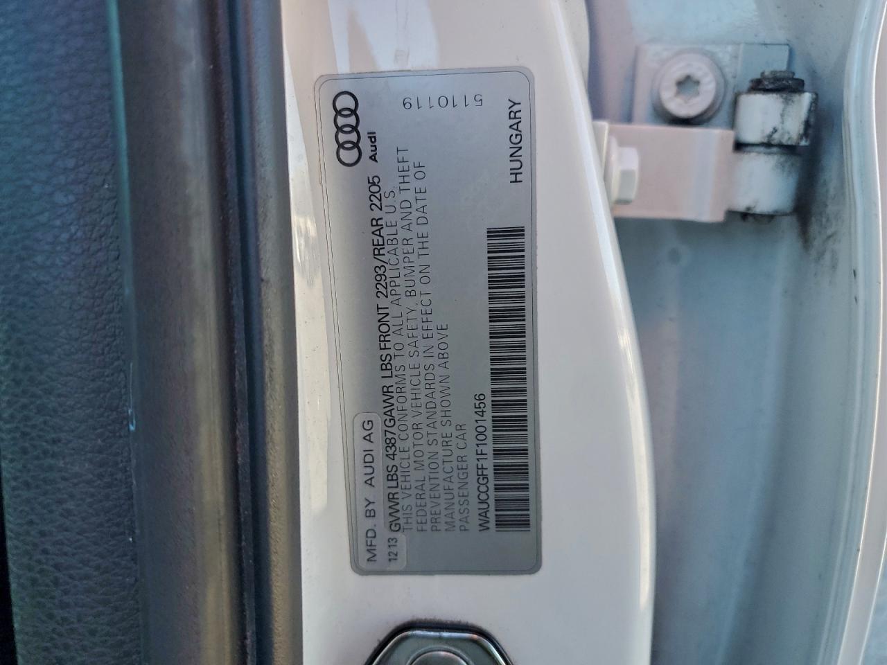 2015 Audi A3 Premium Plus VIN: WAUCCGFF1F1001456 Lot: 95485735