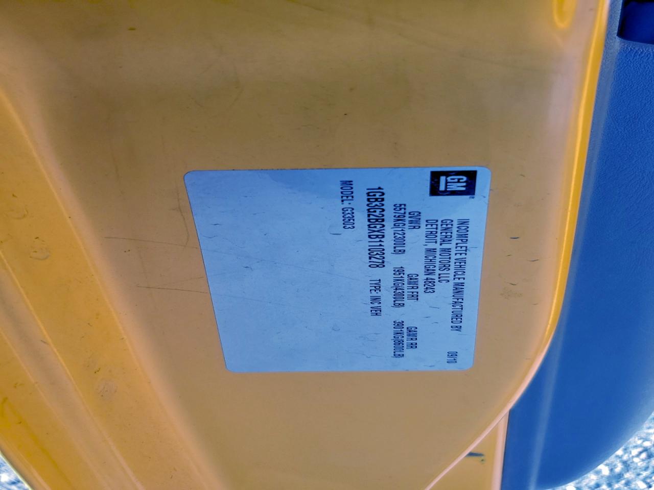 2011 Chevrolet Express G3500 VIN: 1GB3G2BGXB1103278 Lot: 95841115