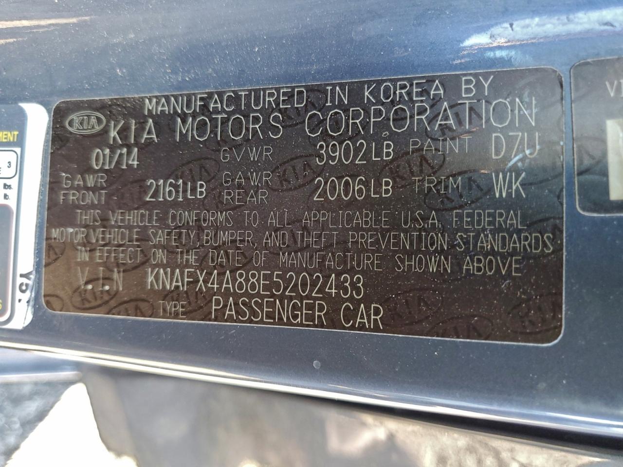 2014 Kia Forte Ex VIN: KNAFX4A88E5202433 Lot: 96586385