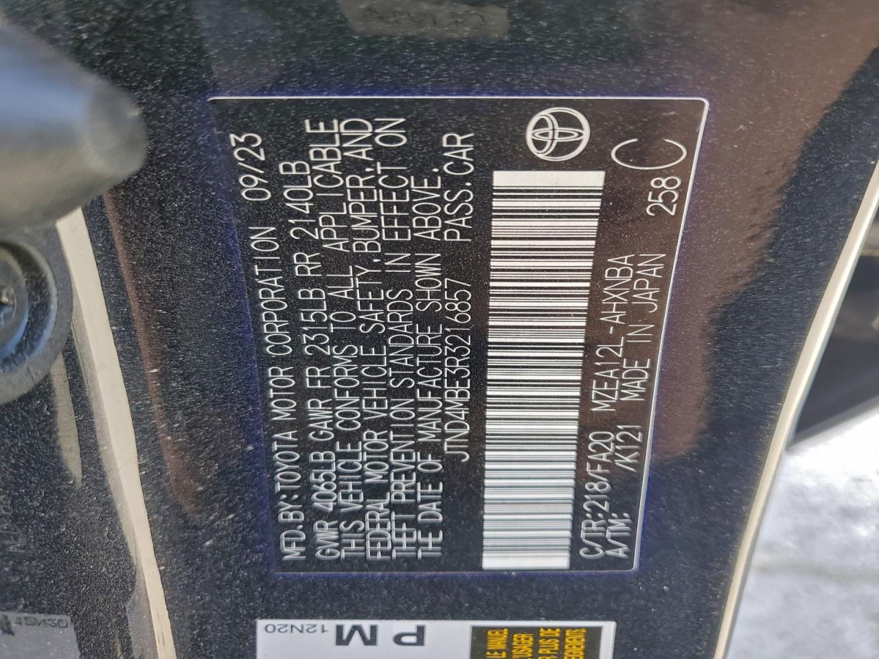 2024 Toyota Corolla Se VIN: JTND4MBE3R3216857 Lot: 96068395