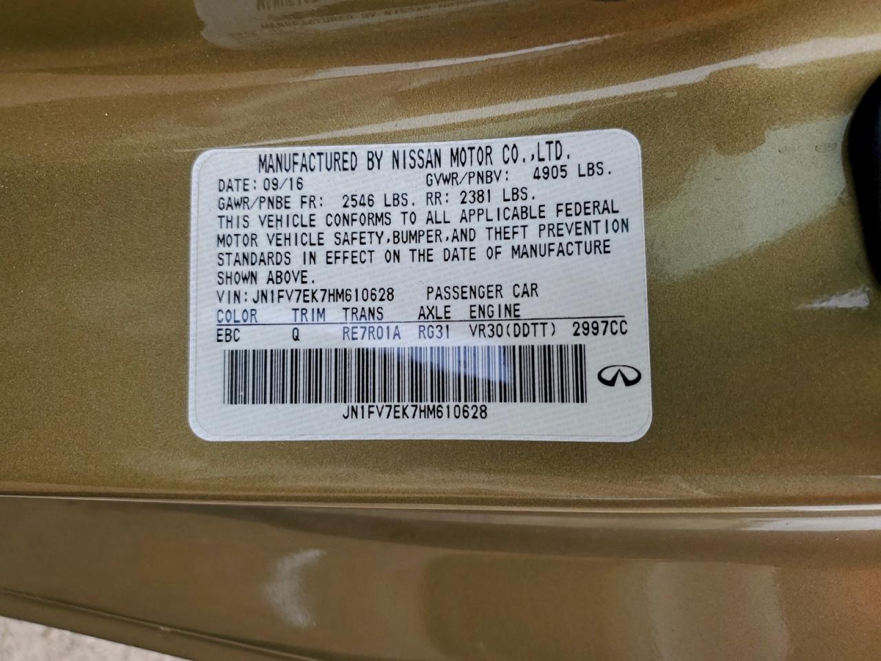 2017 Infiniti Q60 Red Sport 400 VIN: JN1FV7EK7HM610628 Lot: 94833215