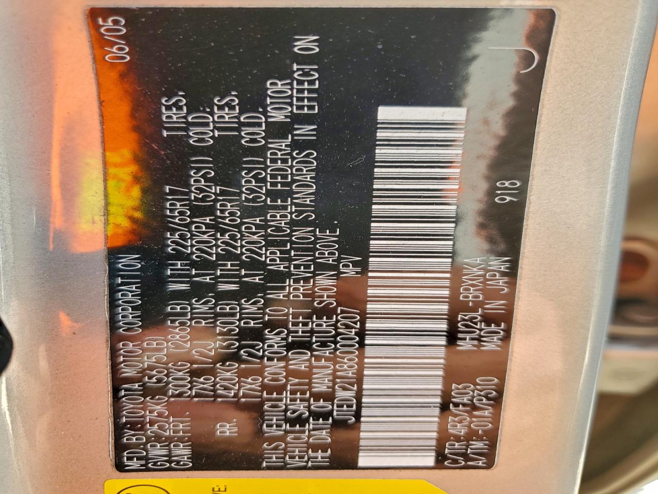 2006 Toyota Highlander Hybrid VIN: JTEDW21A860004207 Lot: 95707355