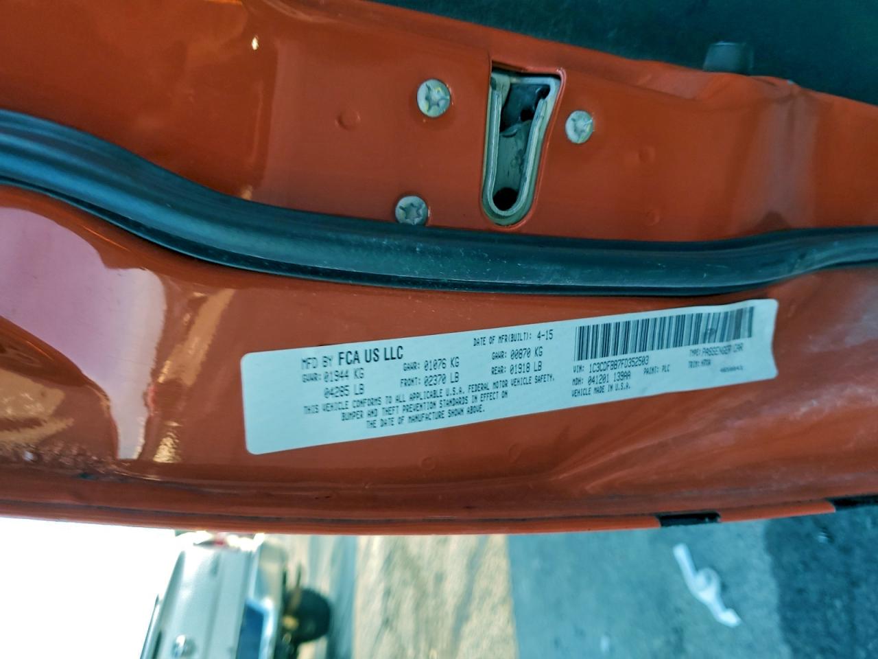 2015 Dodge Dart Sxt VIN: 1C3CDFBB7FD352503 Lot: 97647315