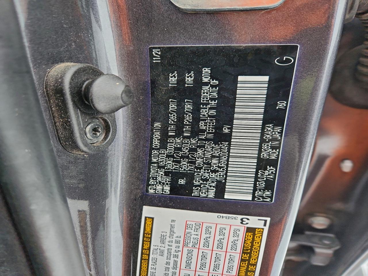 2022 Toyota 4Runner Sr5 Premium VIN: JTERU5JR6N6004494 Lot: 96074025