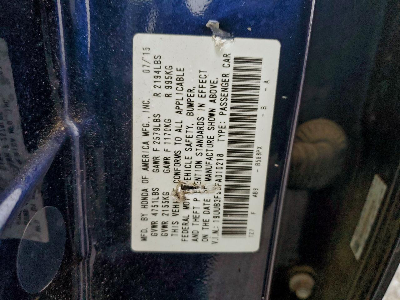 2015 Acura Tlx Tech VIN: 19UUB3F53FA010218 Lot: 93941215