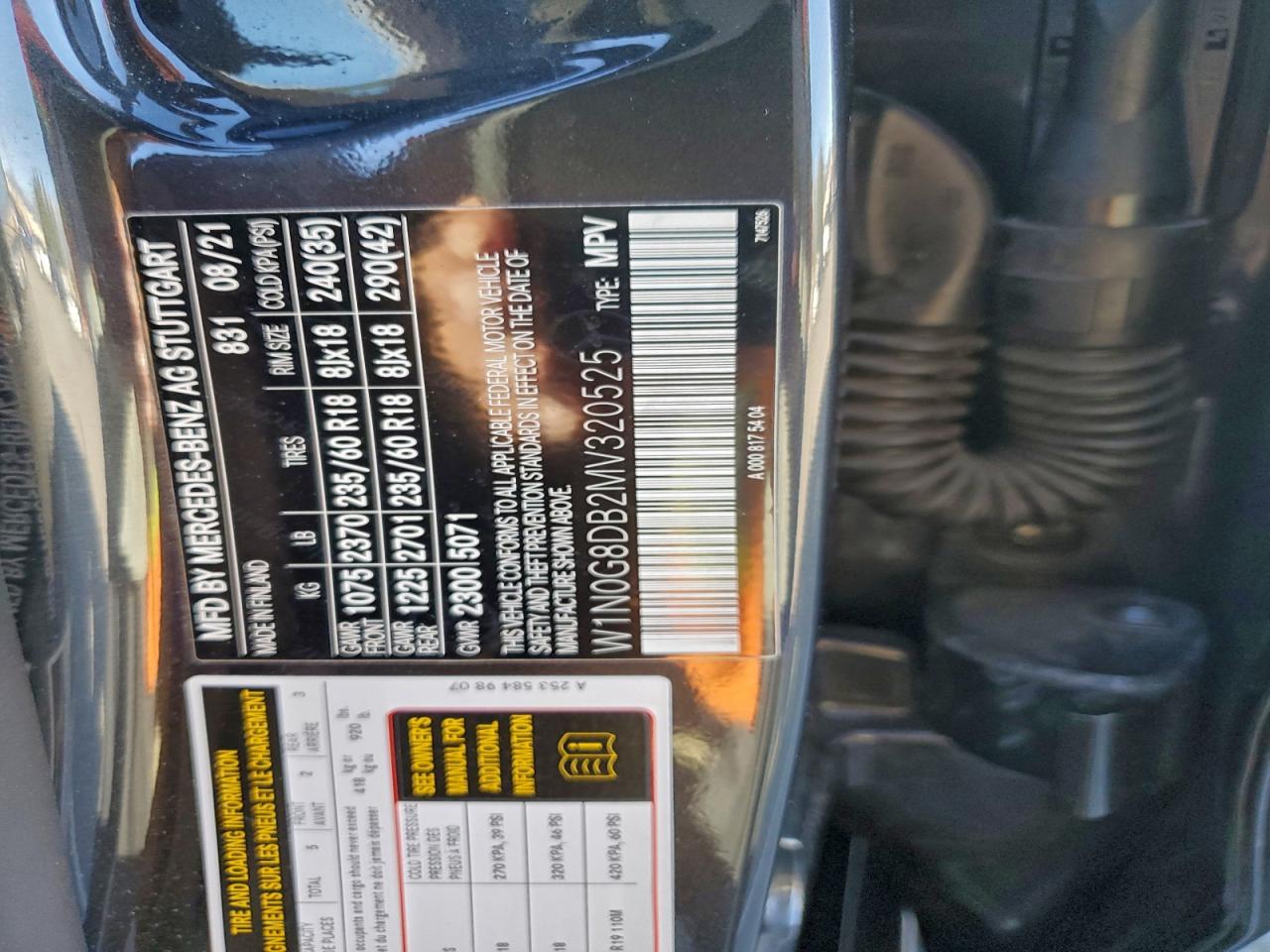 2021 Mercedes-Benz Glc 300 VIN: W1N0G8DB2MV320525 Lot: 96813975