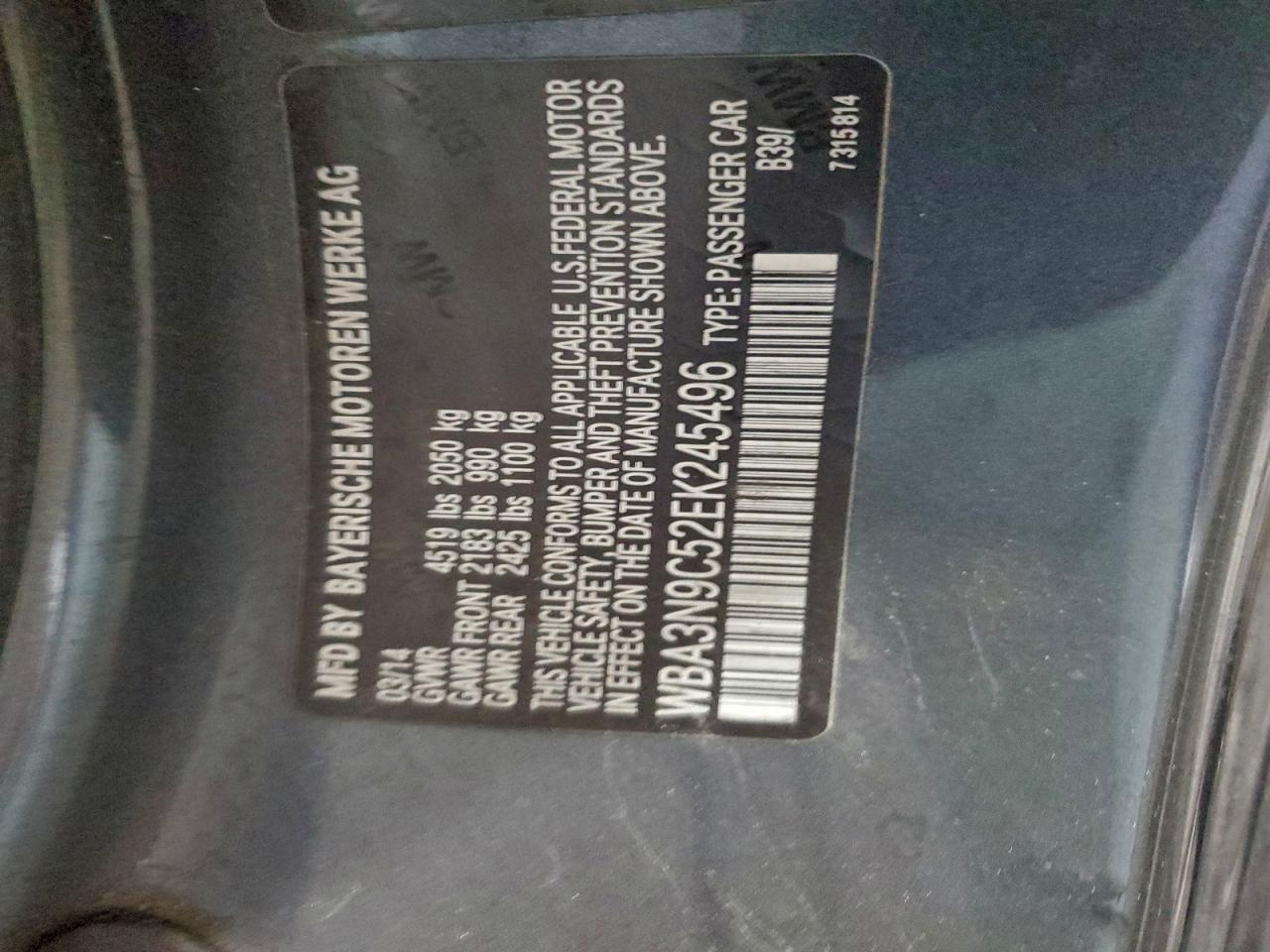 2014 BMW 428 Xi VIN: WBA3N9C52EK245496 Lot: 96760965