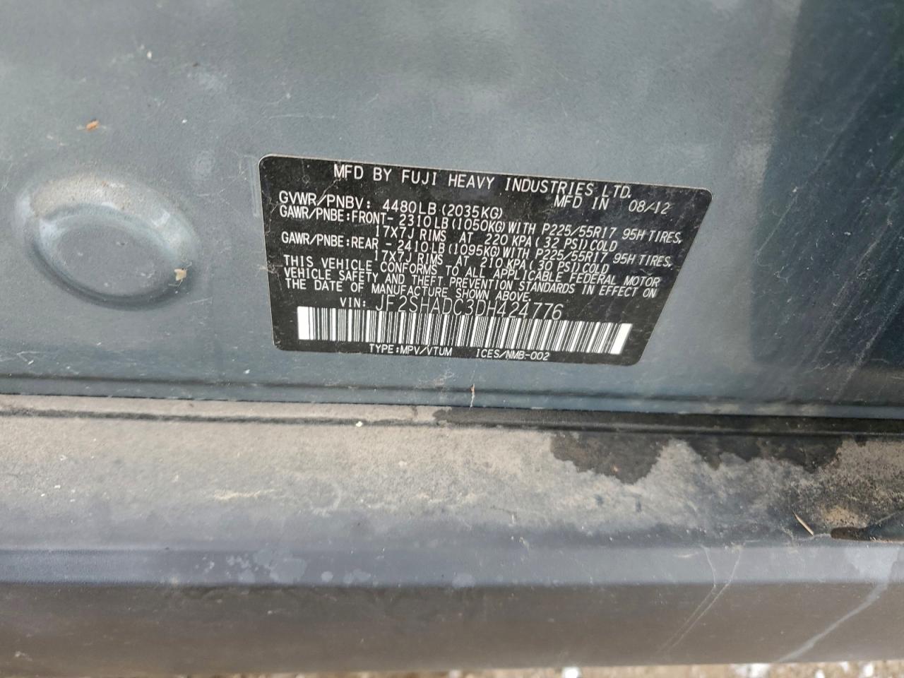 2013 Subaru Forester 2.5X Premium VIN: JF2SHADC3DH424776 Lot: 96352455