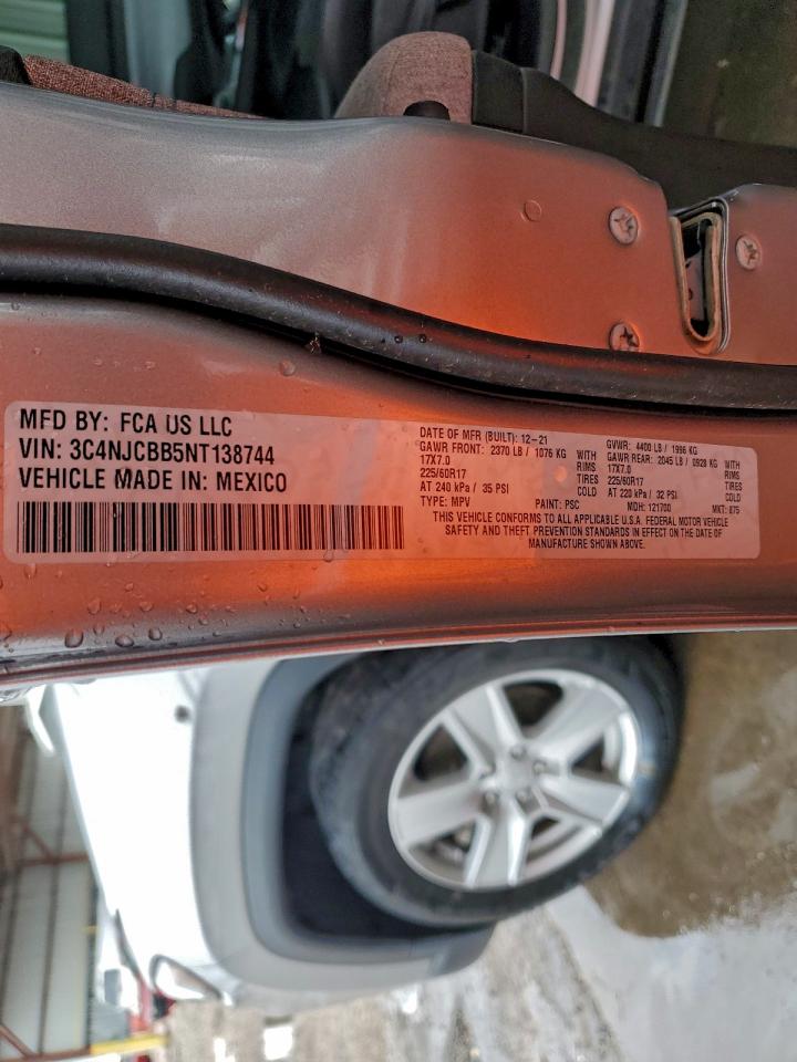 2022 Jeep Compass Latitude VIN: 3C4NJCBB5NT138744 Lot: 89830725