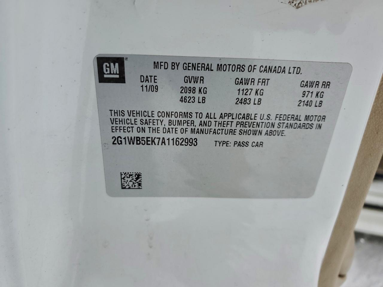 2010 Chevrolet Impala Lt VIN: 2G1WB5EK7A1162993 Lot: 95279065