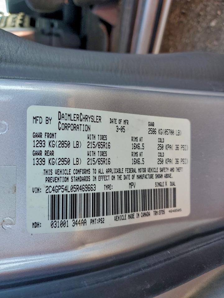 2005 Chrysler Town & Country Touring VIN: 2C4GP54L05R469663 Lot: 96040405