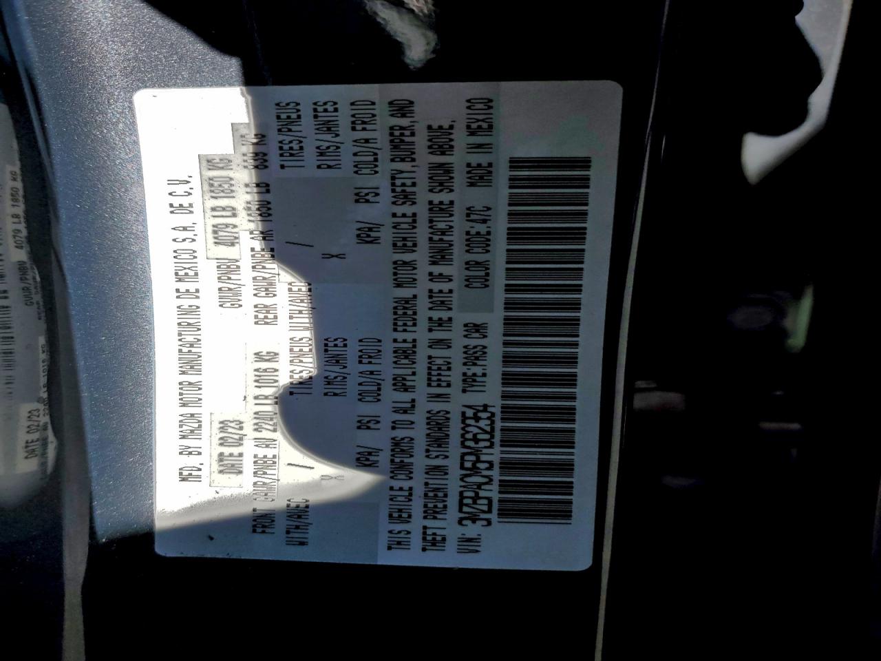 2023 Mazda 3 Preferred VIN: 3MZBPACM5PM362354 Lot: 96374155