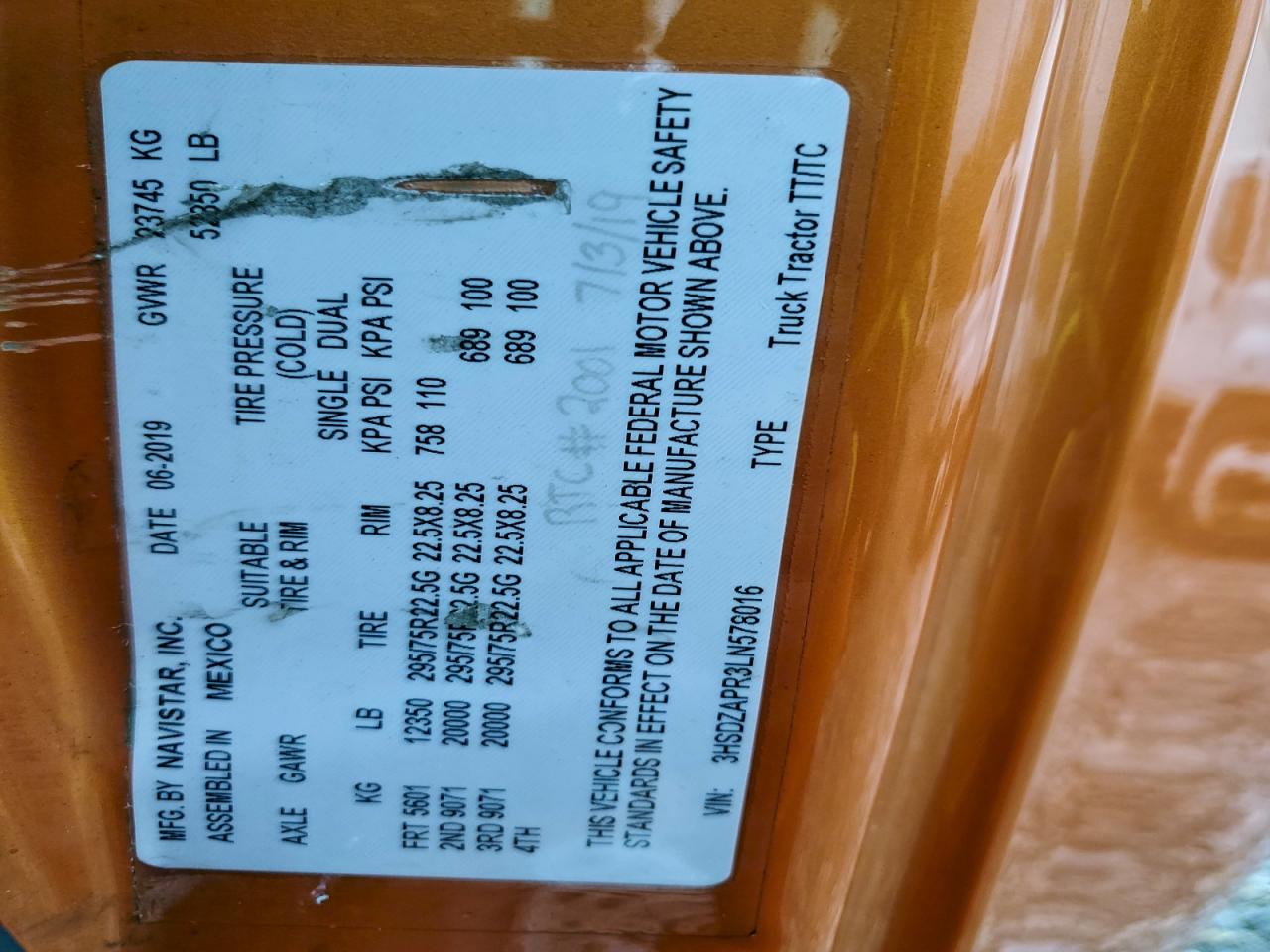 2020 International Lt625 VIN: 3HSDZAPR3LN578016 Lot: 94869685