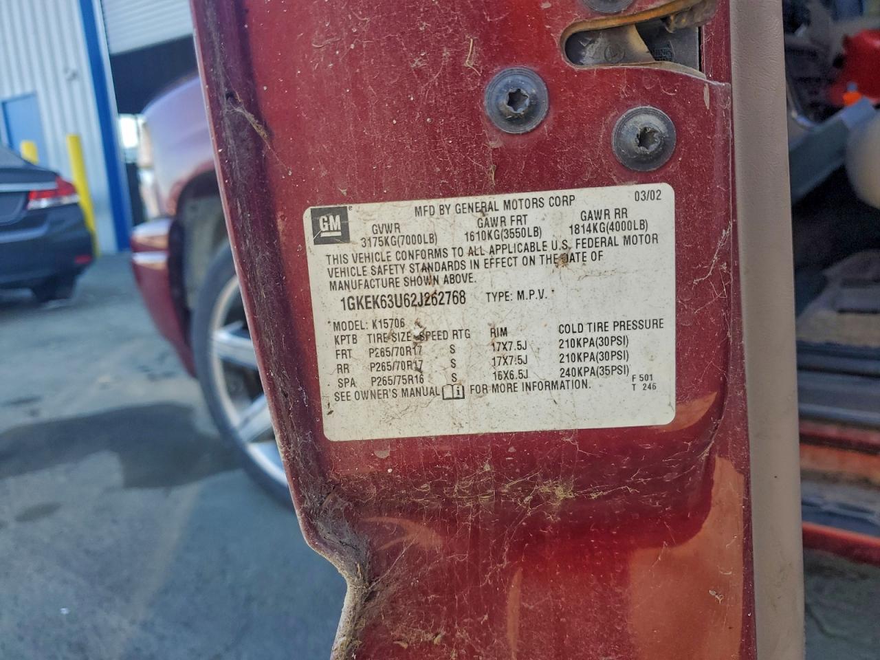 2002 GMC Denali VIN: 1GKEK63U62J262768 Lot: 94734955