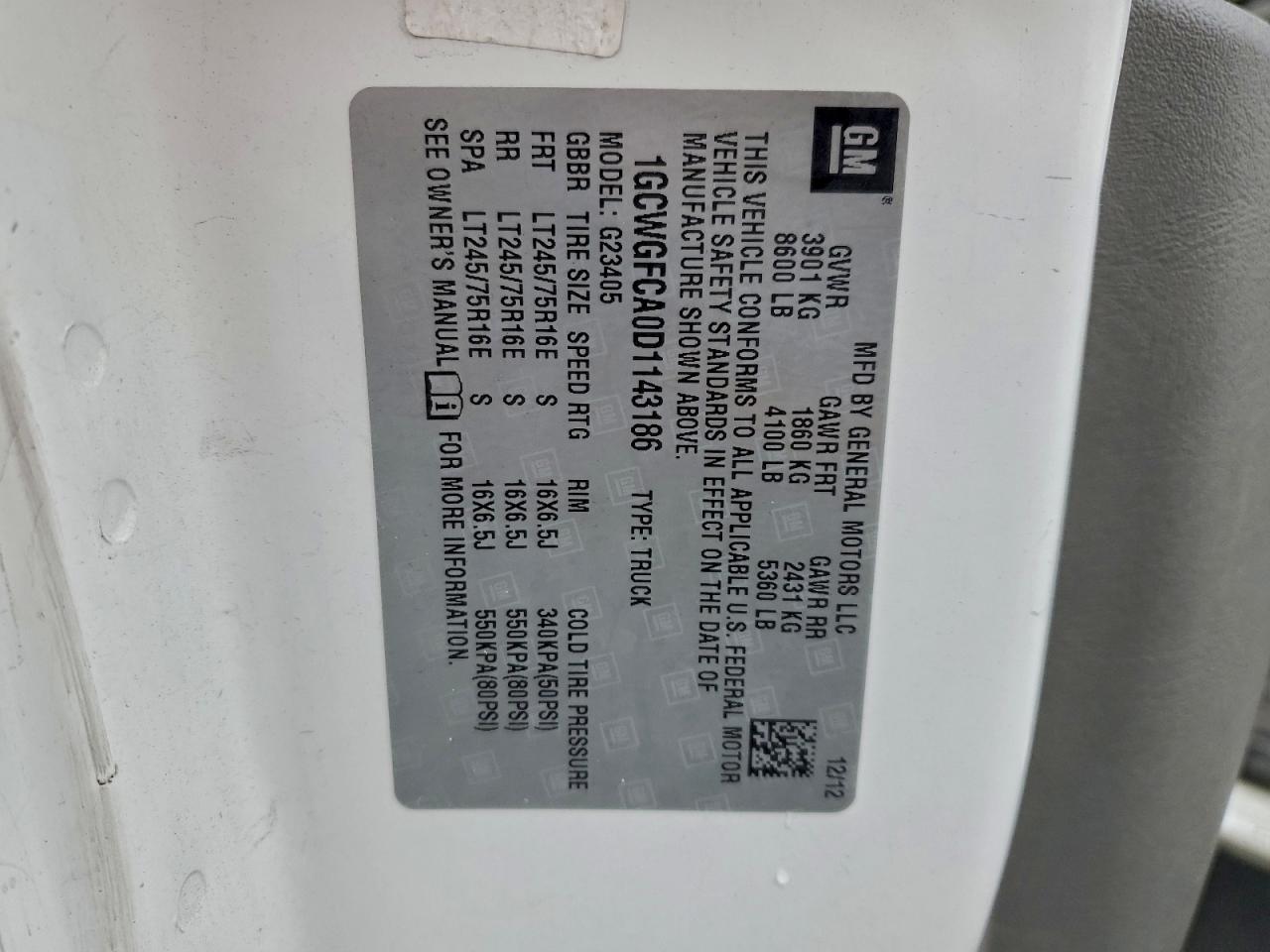 2013 Chevrolet Express G2500 VIN: 1GCWGFCA0D1143186 Lot: 95547815