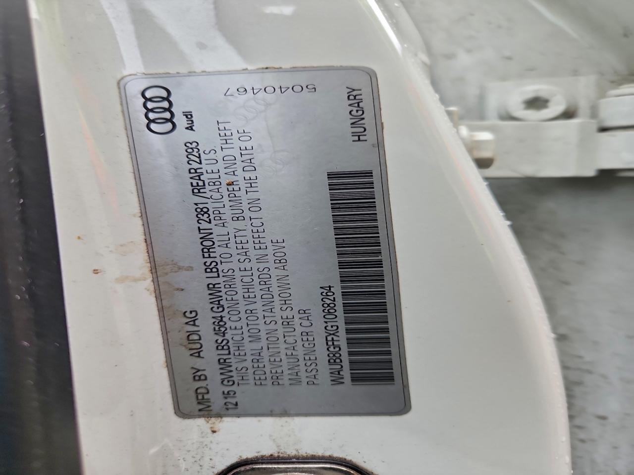 2016 Audi A3 Premium VIN: WAUB8GFFXG1068264 Lot: 93828825