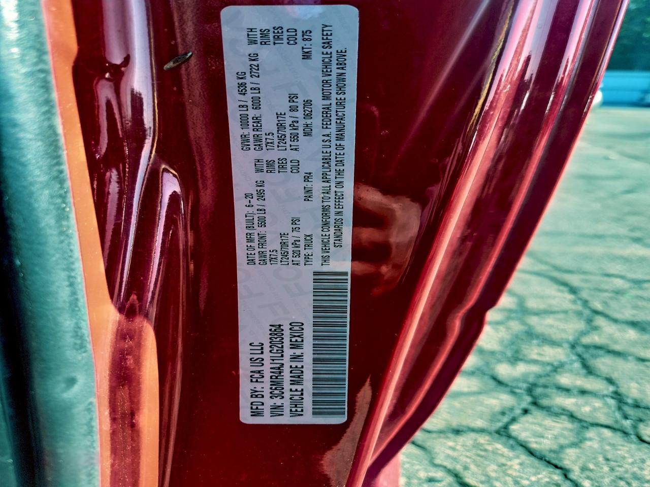 2020 Ram 2500 Tradesman VIN: 3C6MR4AJ1LG203864 Lot: 95453495