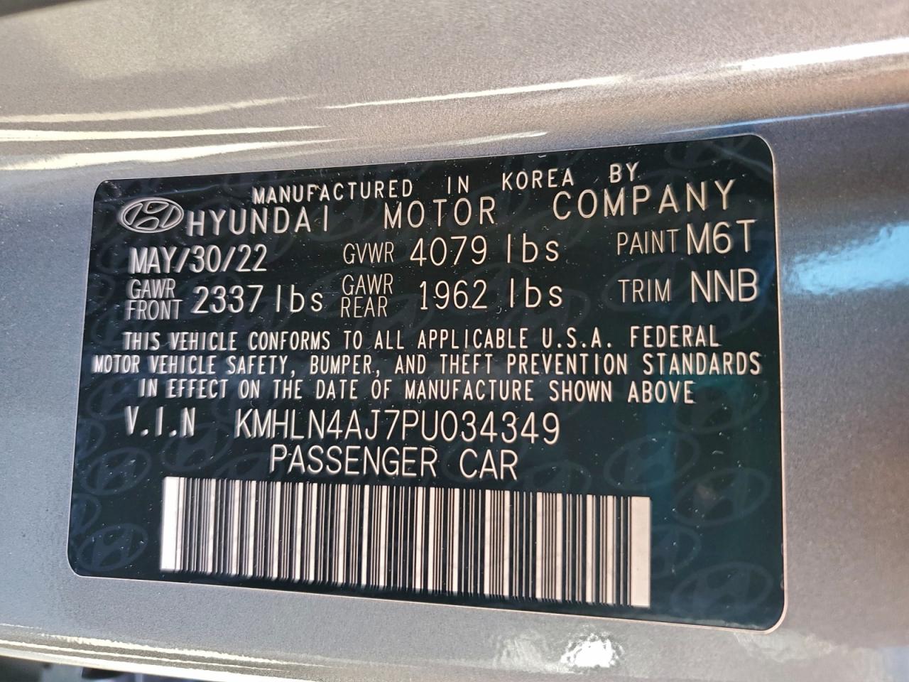 2023 Hyundai Elantra Limited VIN: KMHLN4AJ7PU034349 Lot: 97305535