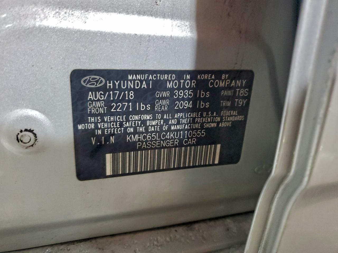 2019 Hyundai Ioniq Blue VIN: KMHC65LC4KU110555 Lot: 95254685