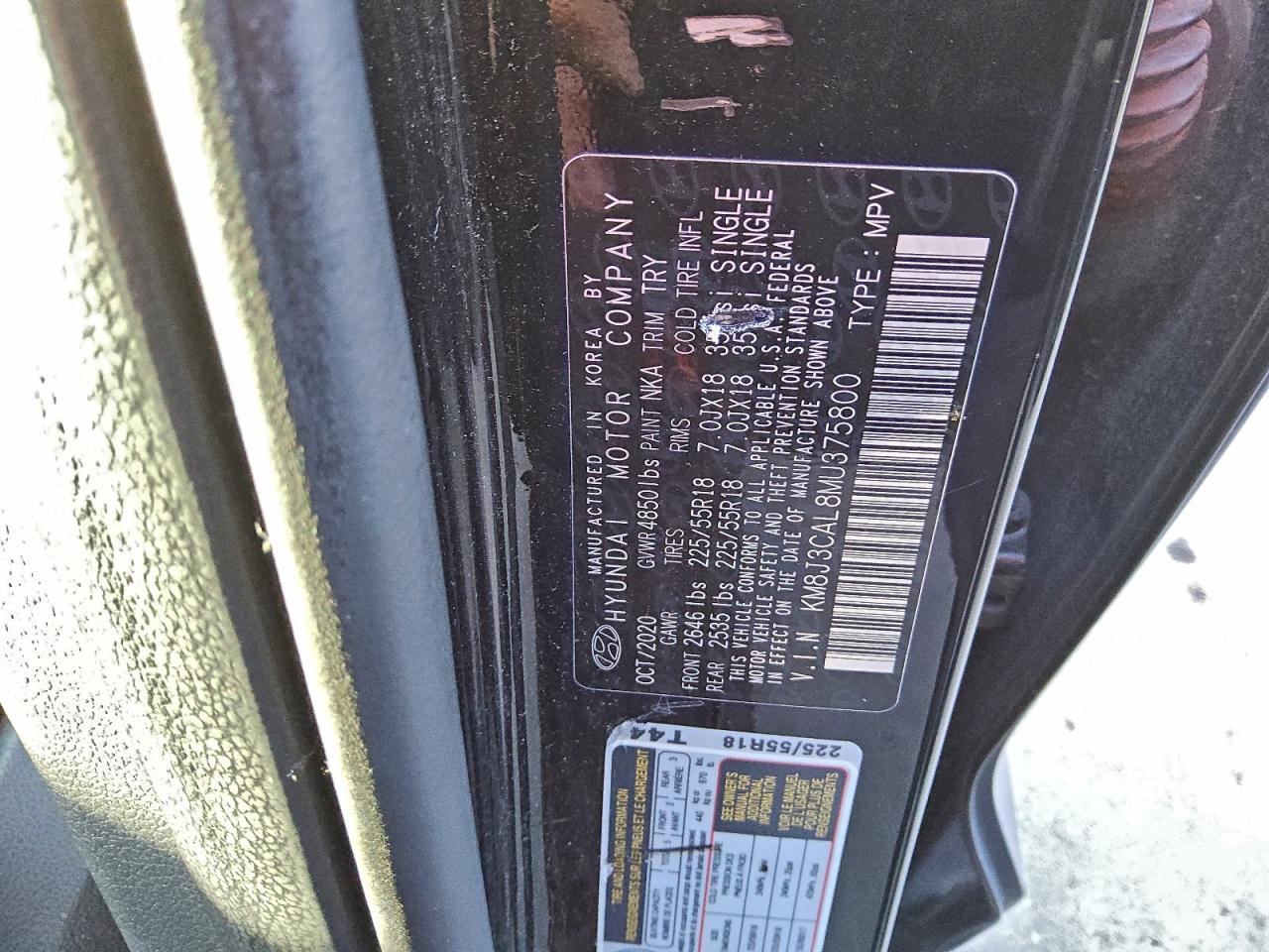 2021 Hyundai Tucson Limited VIN: KM8J3CAL8MU375800 Lot: 96405315