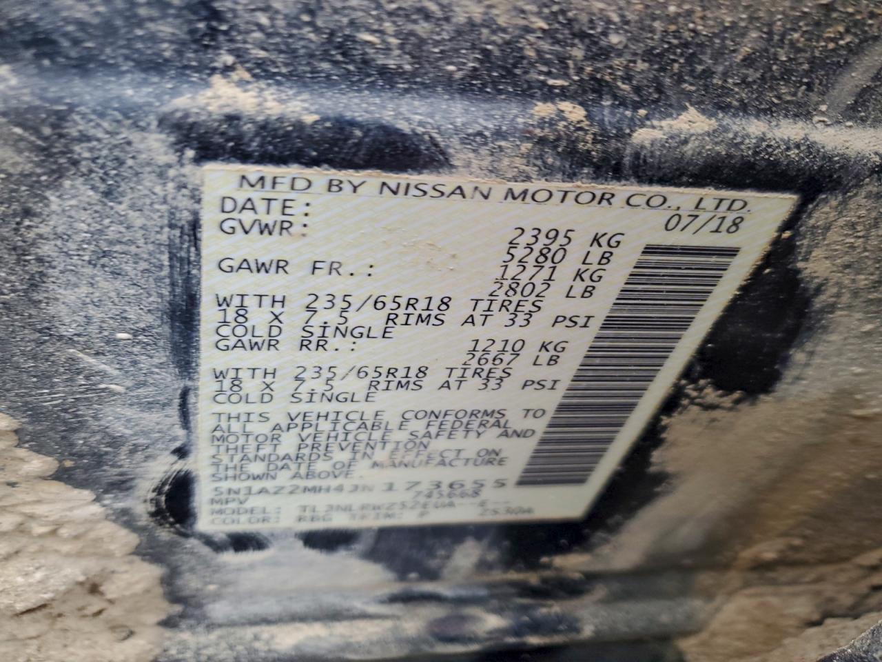 2018 Nissan Murano S VIN: 5N1AZ2MH4JN173655 Lot: 94255505